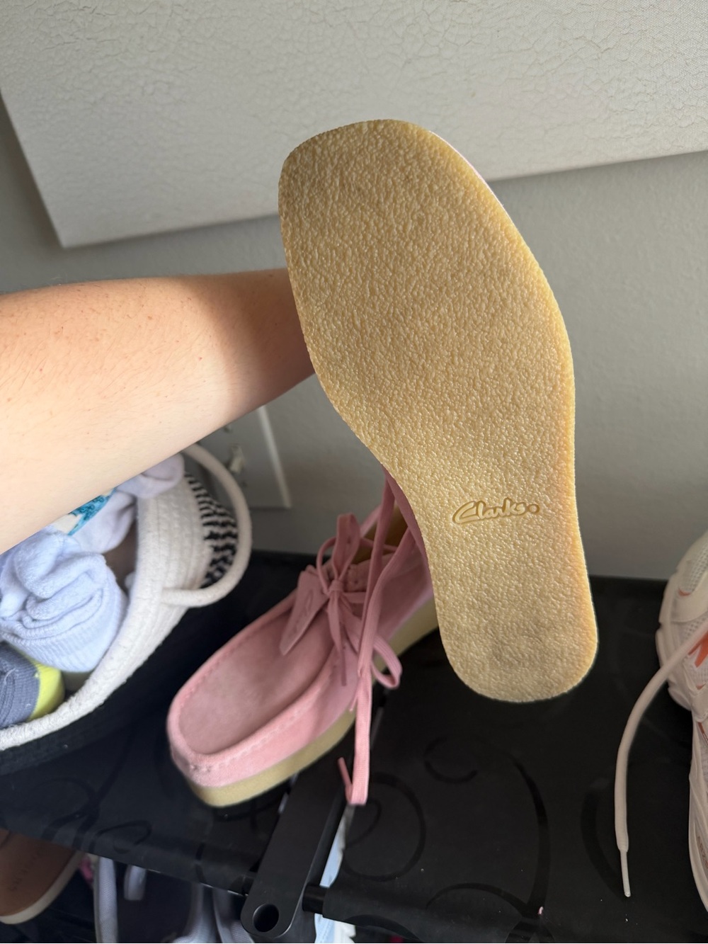 Clarks Pink Suede Wallabee Lace-Up Shoes - Picture 3 of 3